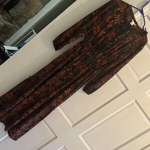 H&M Floral Long Sleeve Maxi Dress in Autumn Tones